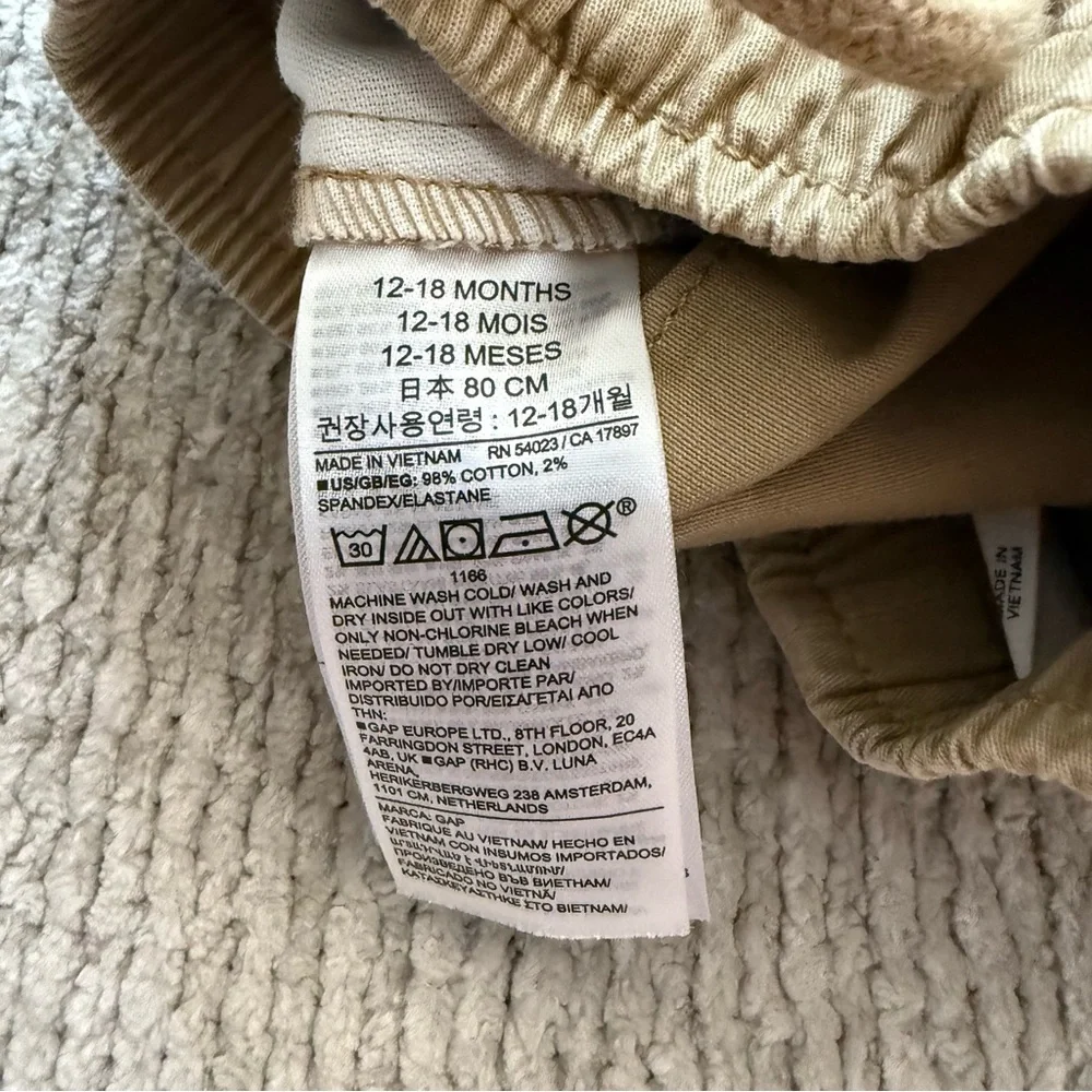 Baby Gap Khaki Drawstring Shorts 12-18 Months Cotton Blend Classic Prep Neutral‎